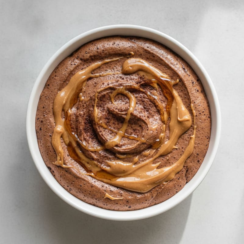 Chocolate Protein Mousse with Peanut Butter Swirl