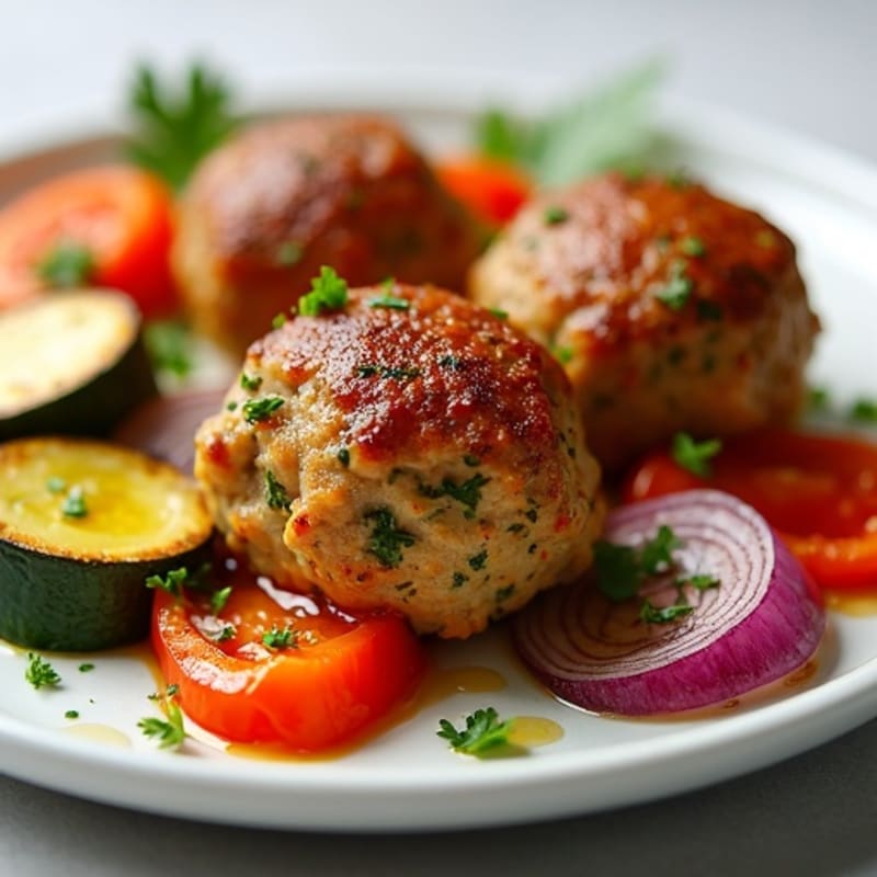Herb-Seasoned Turkey Meatballs with Roasted Vegetables