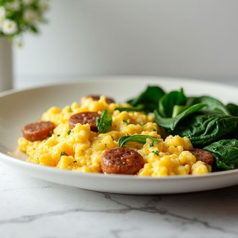 Egg White and Turkey Sausage Scramble with Spinach