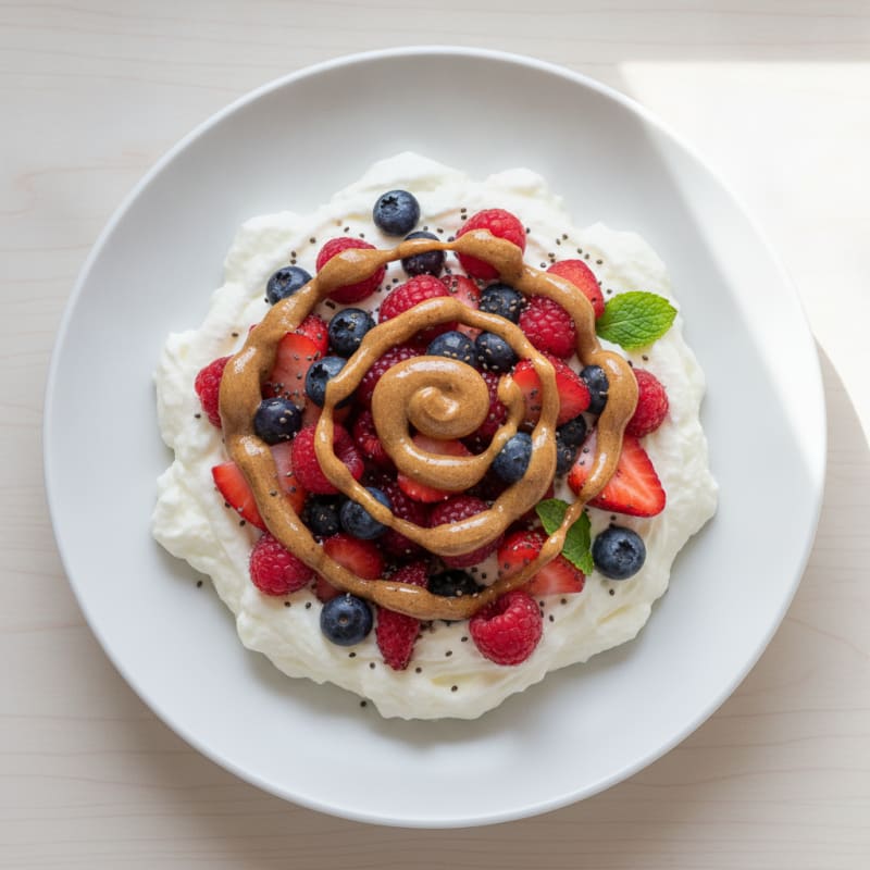 Silky Greek Yogurt Protein Pudding with Mixed Berries