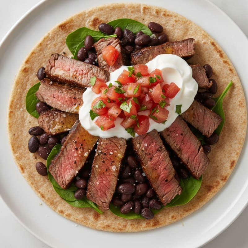 Loaded Steak and Bean Burrito