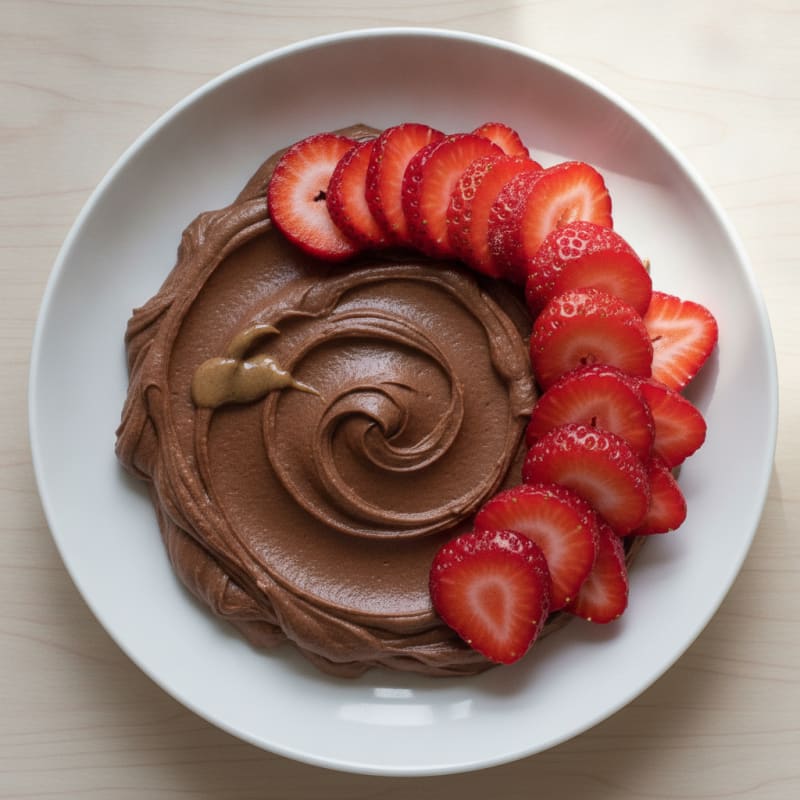 Silky Chocolate Protein Pudding with Fresh Strawberries