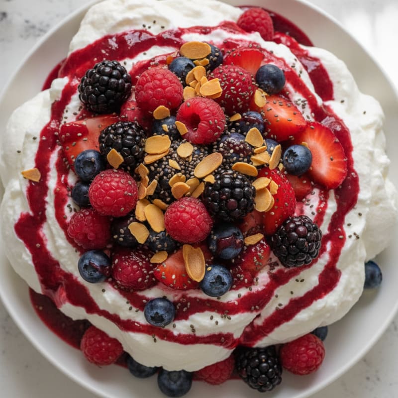 Greek Yogurt Protein Mousse with Mixed Berries
