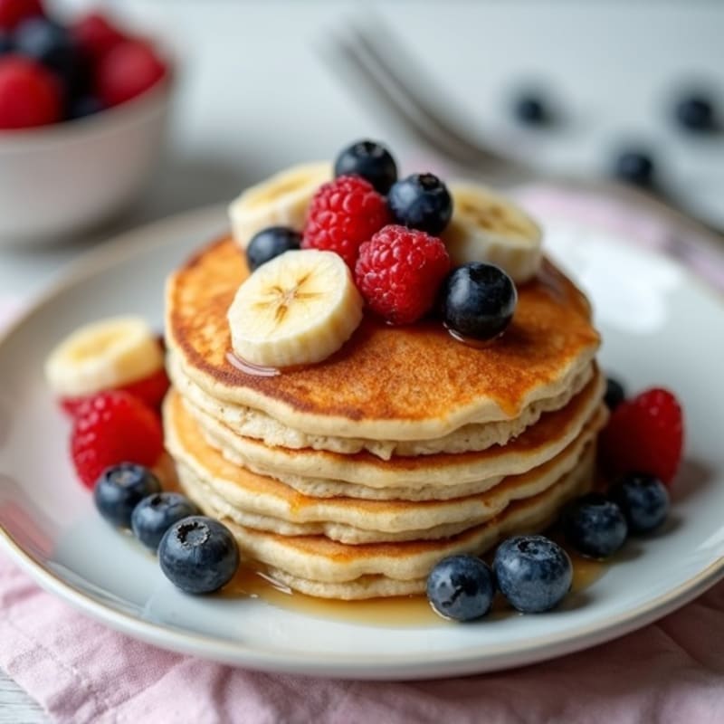 Fluffy Protein Pancakes with Fresh Berries
