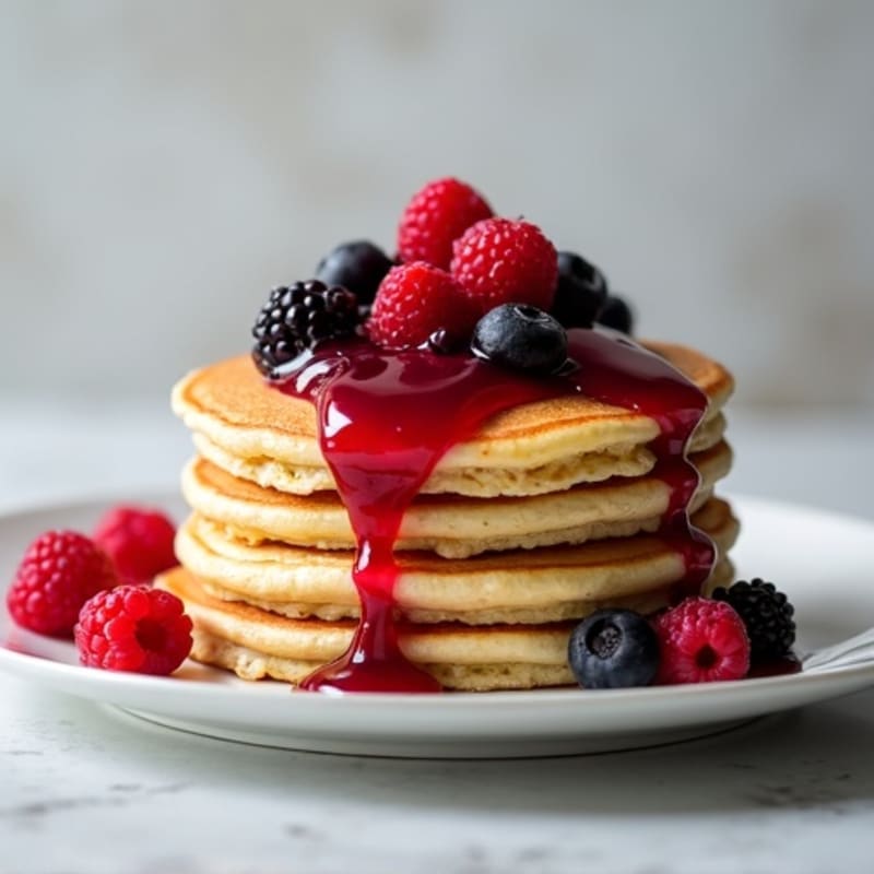 Fluffy Protein Pancakes with Berry Compote