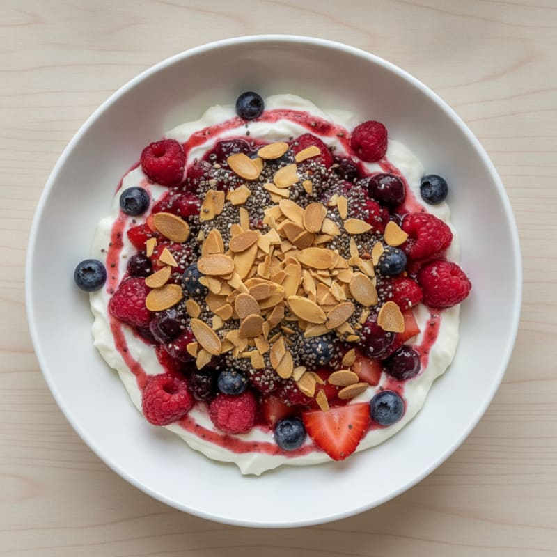 Greek Yogurt Protein Parfait with Berries and Almonds