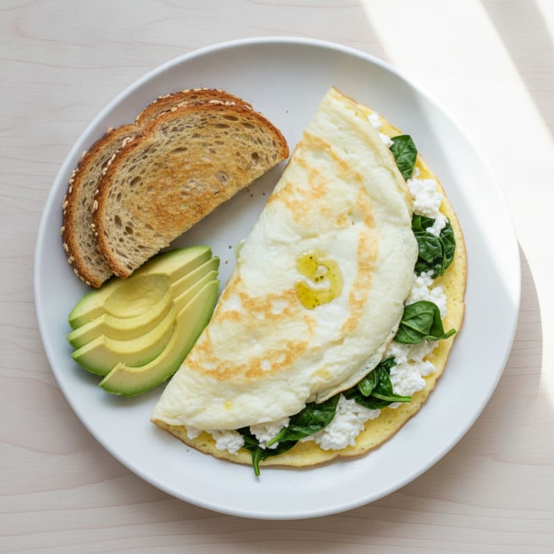 Egg White Spinach Omelette with Cottage Cheese