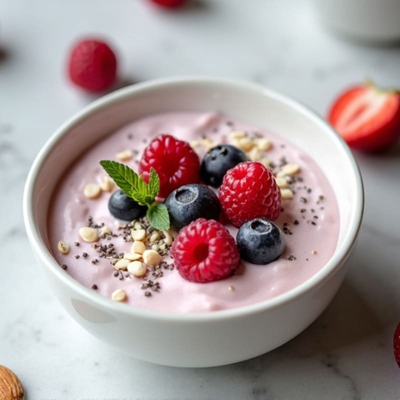 Silky Greek Yogurt Protein Pudding with Mixed Berries