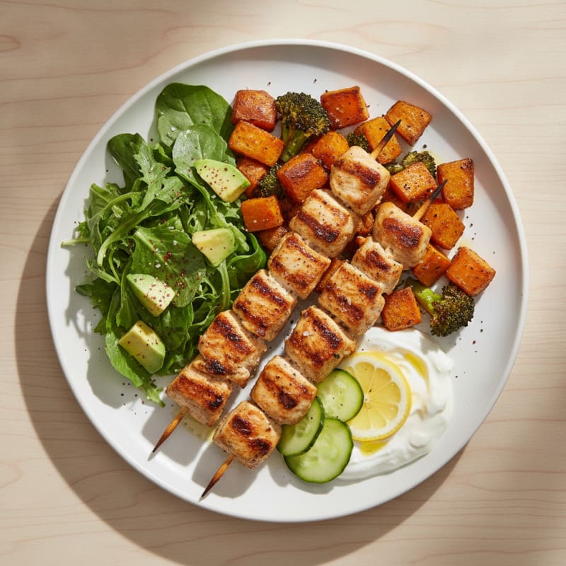 Chicken Kebab with Roasted Sweet Potatoes