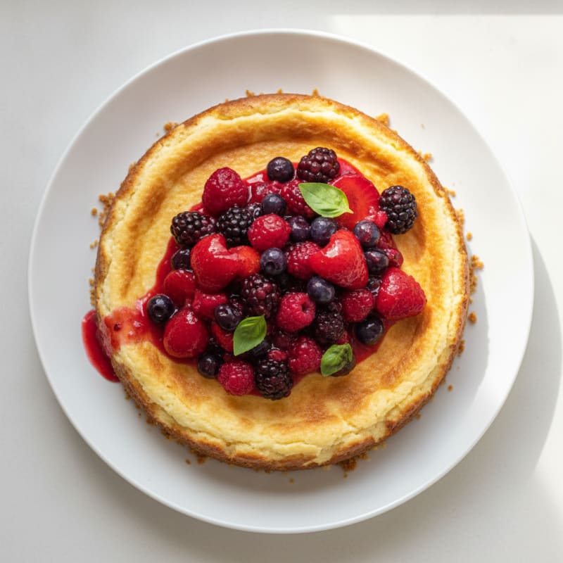 Greek Yogurt Protein Cheesecake with Mixed Berries