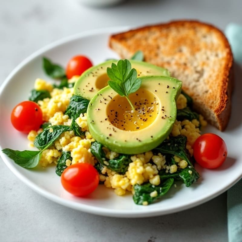Egg White and Spinach Scramble with Cottage Cheese
