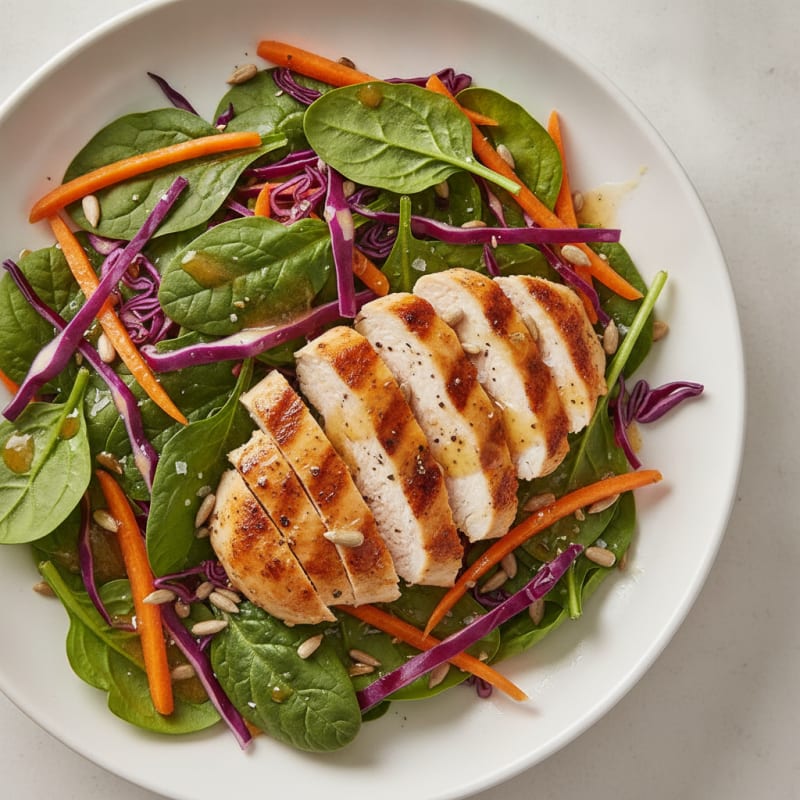 Red Cabbage and Spinach Salad