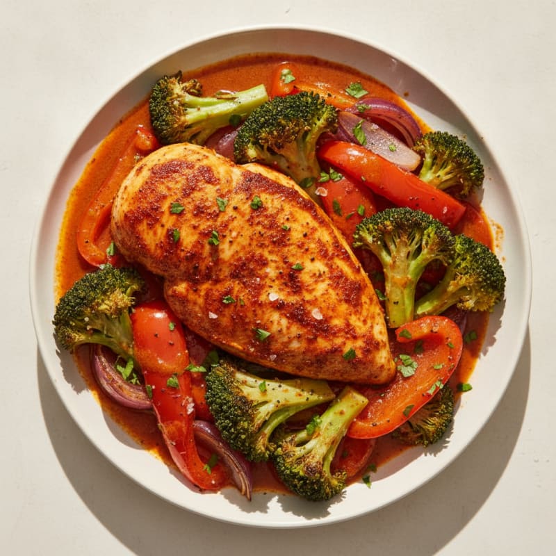 Spicy Harissa Chicken with Roasted Vegetables