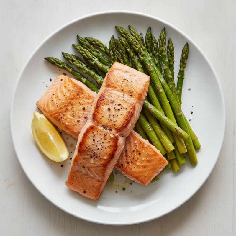 Pan-Seared Salmon with Roasted Asparagus