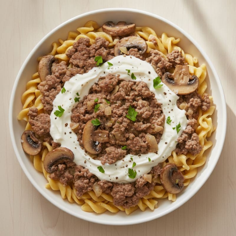 Savory Beef Stroganoff with Egg Noodles