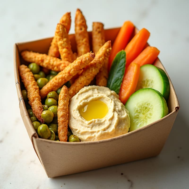 Crispy Edamame and Hummus Snack Box