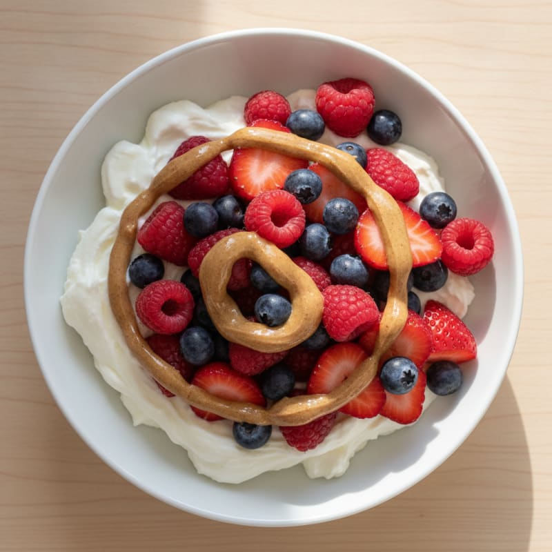 Creamy Greek Yogurt Bowl with Protein Powder and Mixed Berries