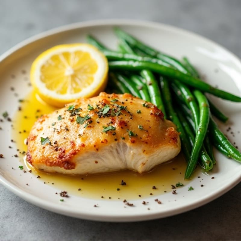 Lemon Garlic Pan-Seared Chicken with Sautéed Green Beans