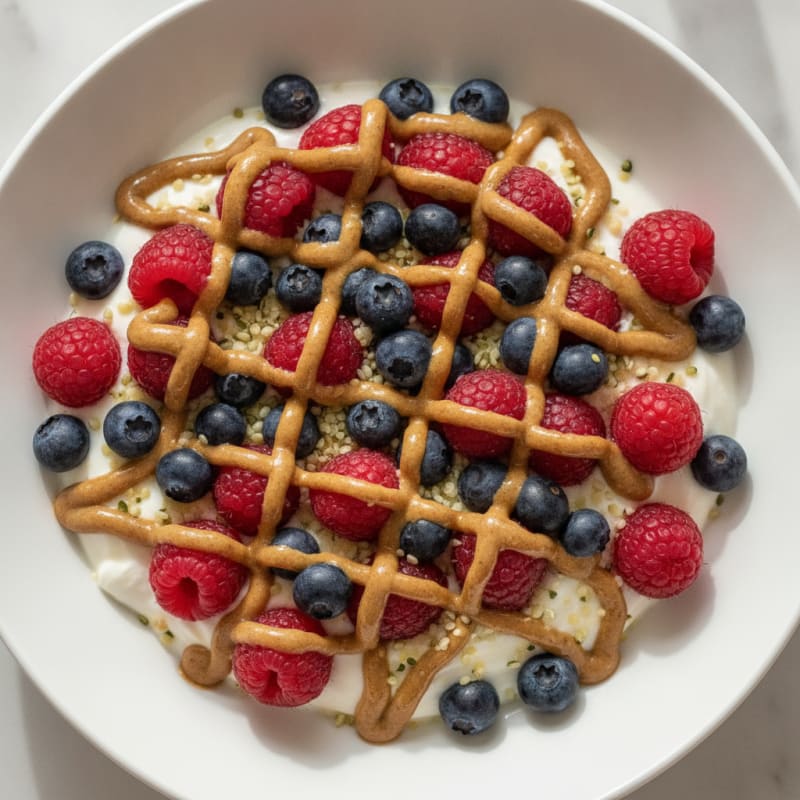 Greek Yogurt Bowl with Mixed Berries and Almond Butter