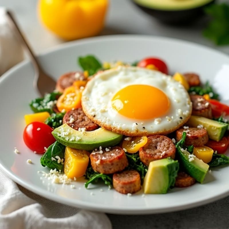 Egg White Veggie Scramble with Turkey Sausage