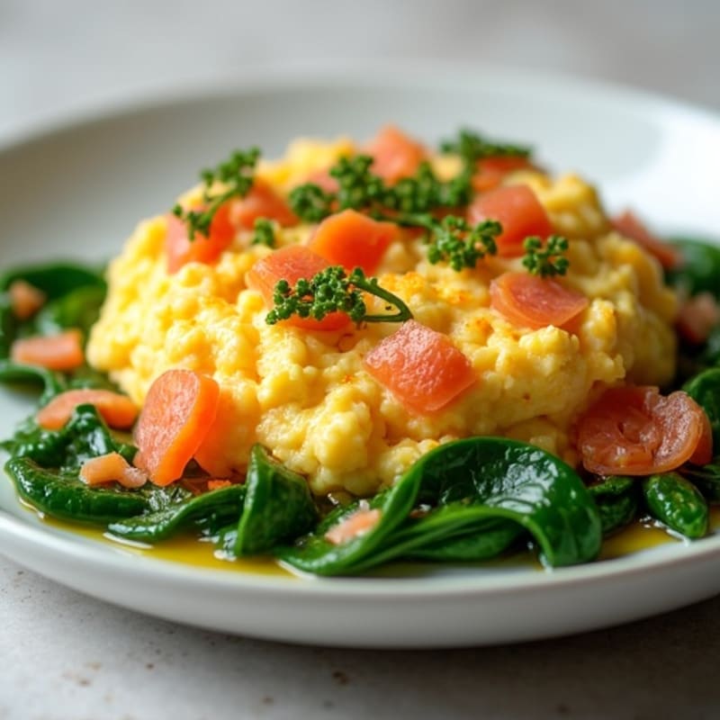 Cottage Cheese Scramble with Spinach and Smoked Salmon