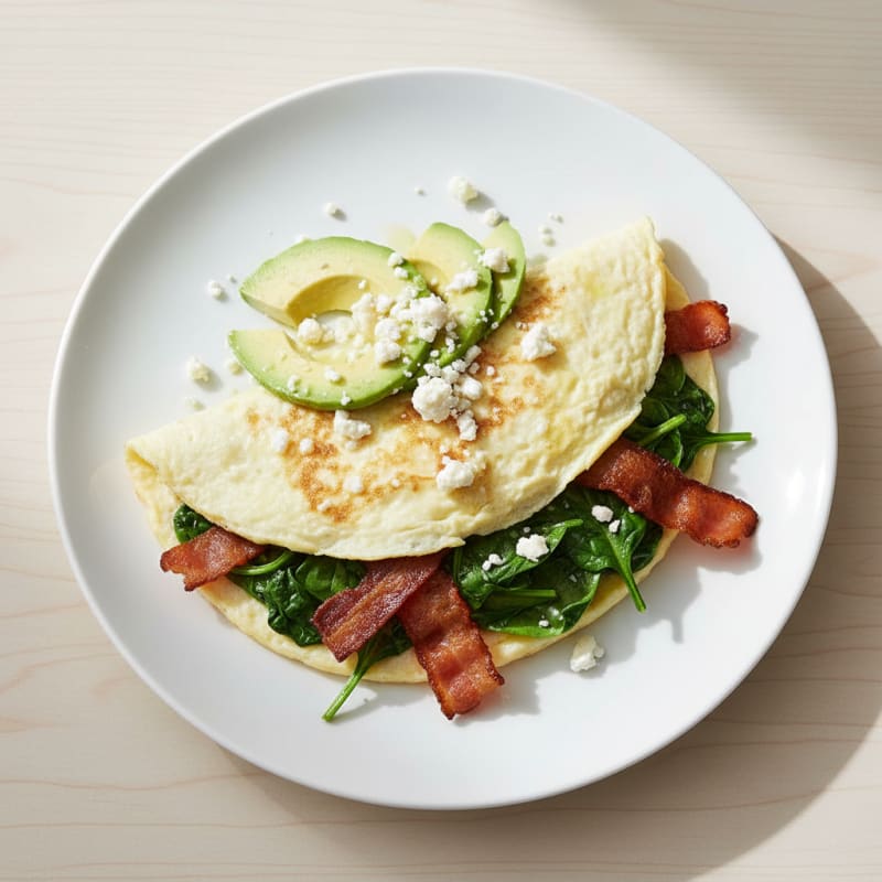 Egg White Omelet with Spinach and Turkey Bacon