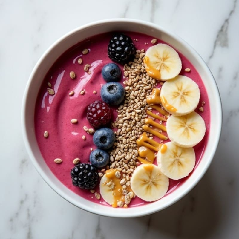 Silky Tofu Protein Smoothie Bowl with Hemp Seeds and Almond Butter