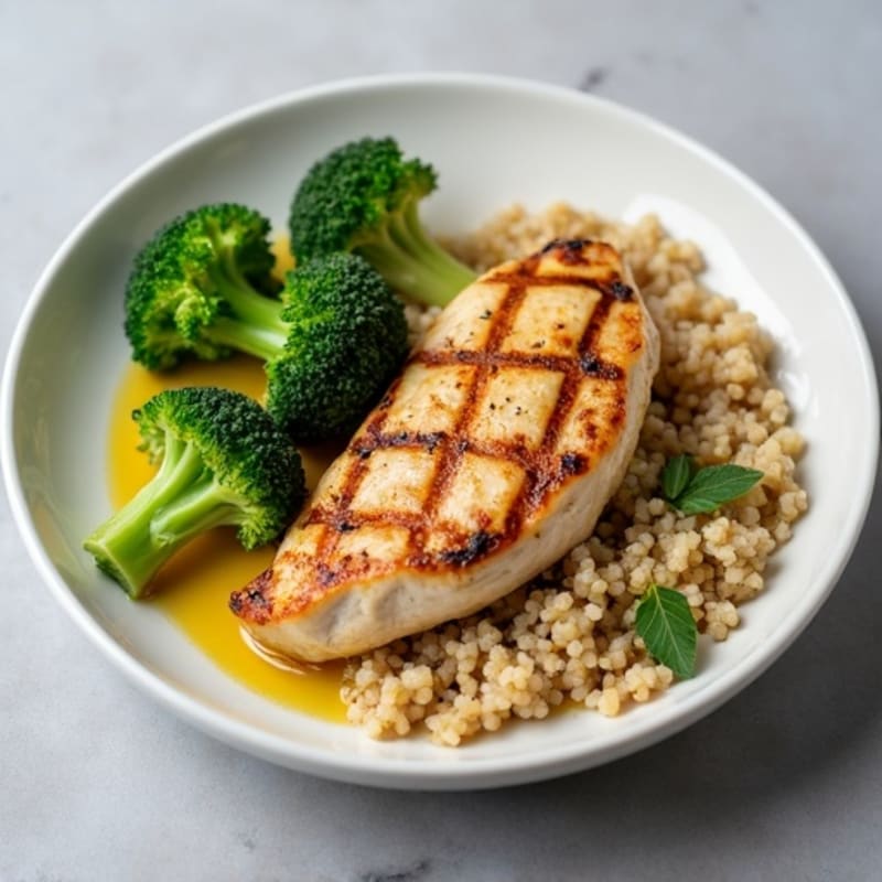 Grilled Chicken Breast with Quinoa and Steamed Broccoli