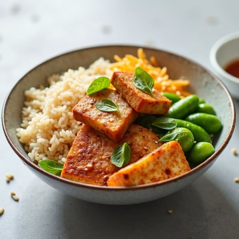 Ginger-Coconut Jasmine Rice Bowl with Sesame Tofu