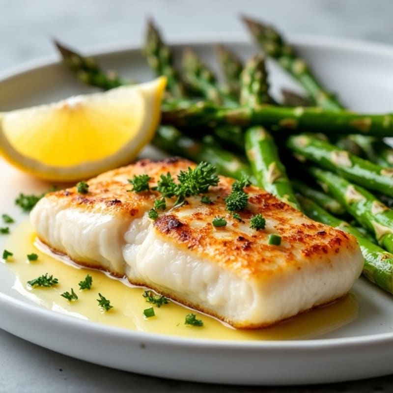 Seared Tilapia with Roasted Asparagus and Garlic