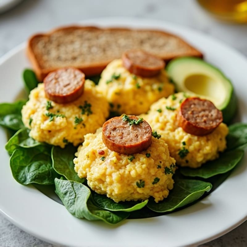 Egg White and Turkey Sausage Scramble with Spinach