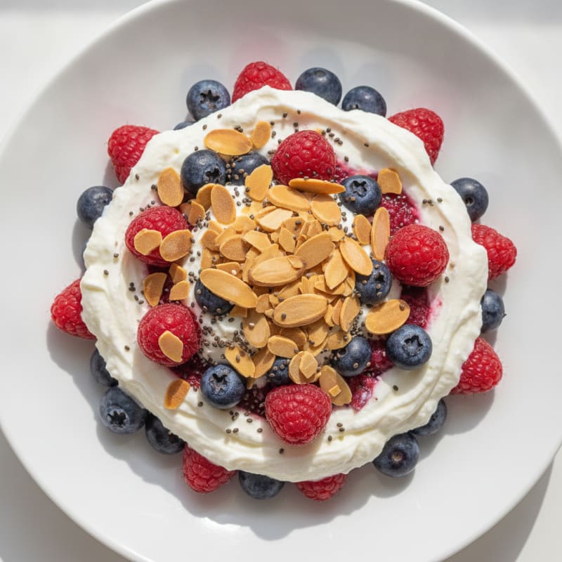 Greek Yogurt Protein Parfait with Berries and Almonds