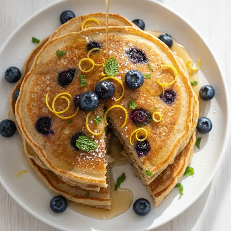 Blueberry Ricotta Pancakes with Lemon Zest