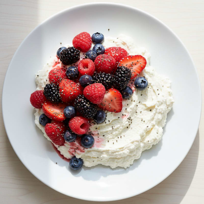 Creamy Greek Yogurt Protein Mousse with Mixed Berries