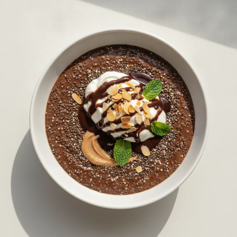 Silky Chocolate Protein Pudding with Chia Seeds