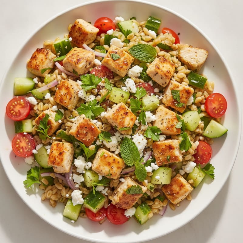 Chicken Farro Salad with Lemon-Herb Dressing
