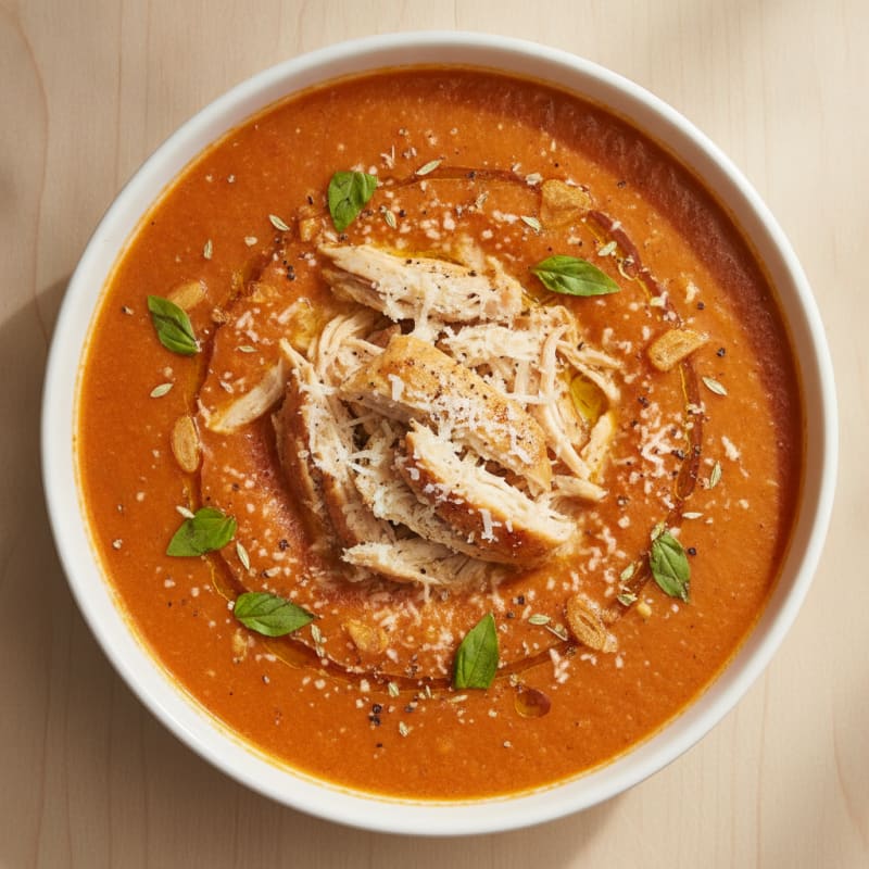 Roasted Tomato Basil Soup with Parmesan
