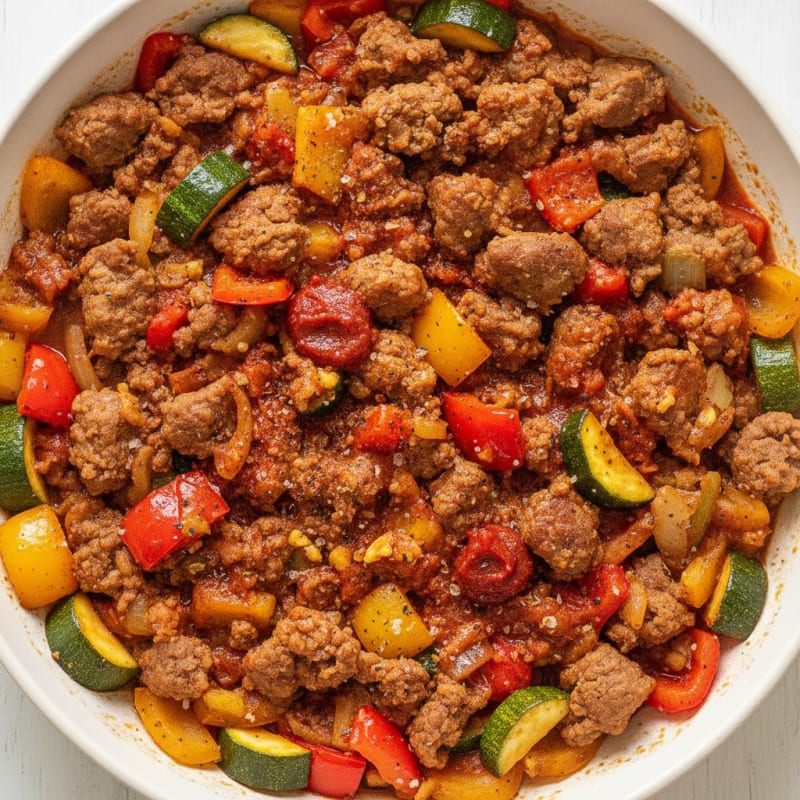 Lean Ground Beef and Vegetable Skillet