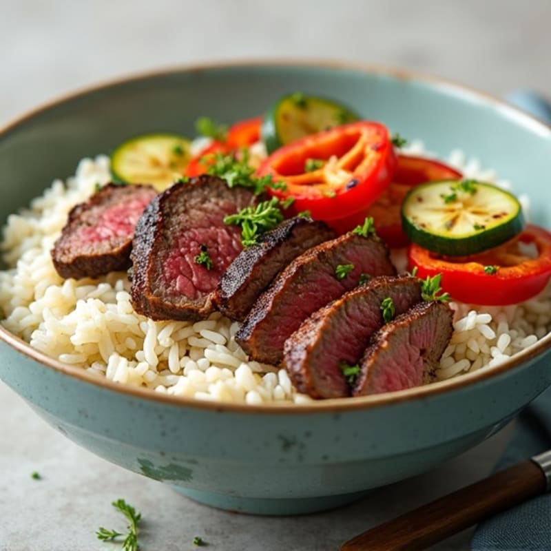 Grilled Beef and Vegetable Rice Bowl