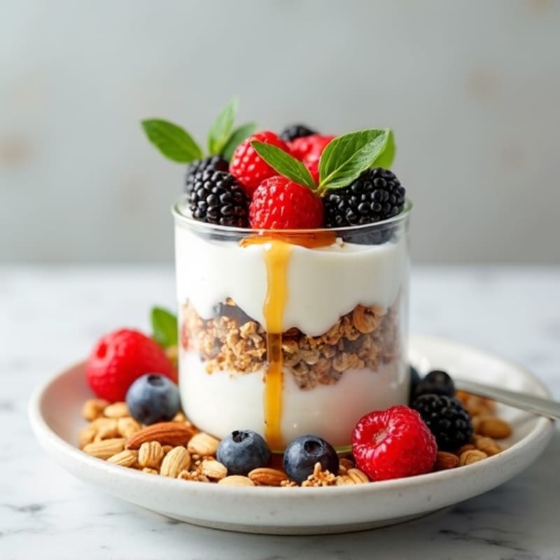 Creamy Greek Yogurt Parfait with Berries and Almonds