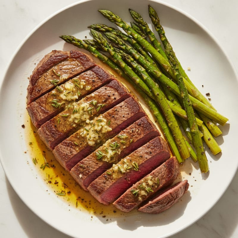 Pan-Seared Sirloin with Garlic-Herb Butter