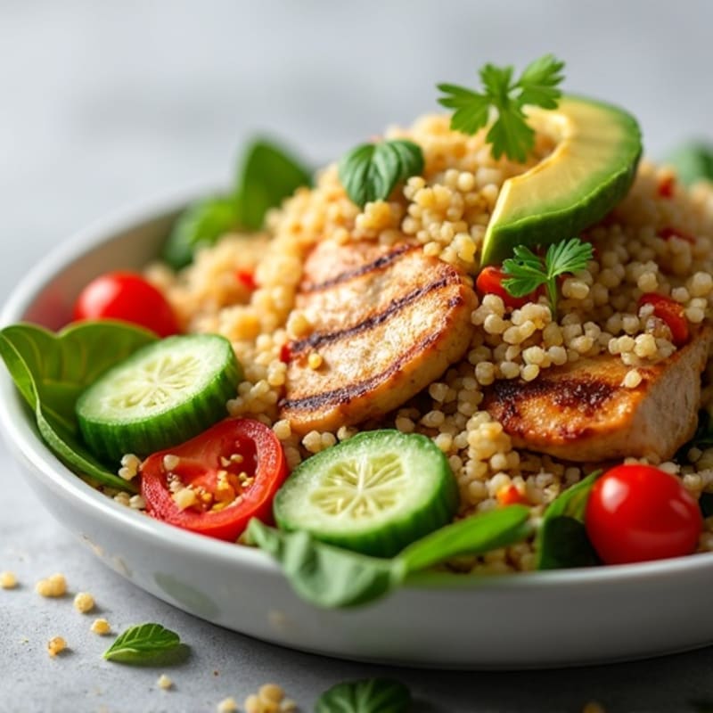 Grilled Chicken and Quinoa Salad with Crunchy Vegetables
