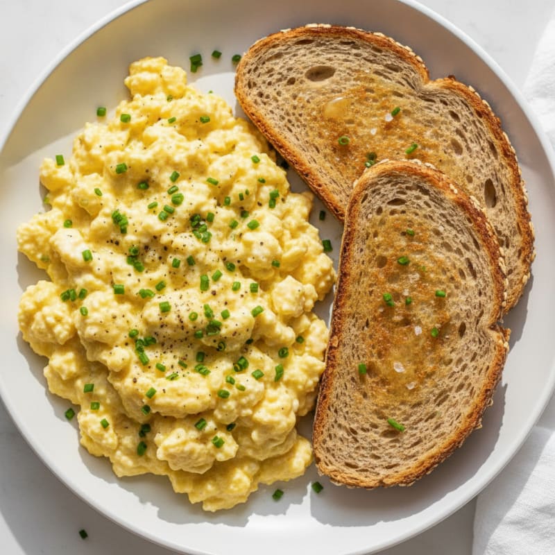 Cottage Cheese Scrambled Eggs with Chives