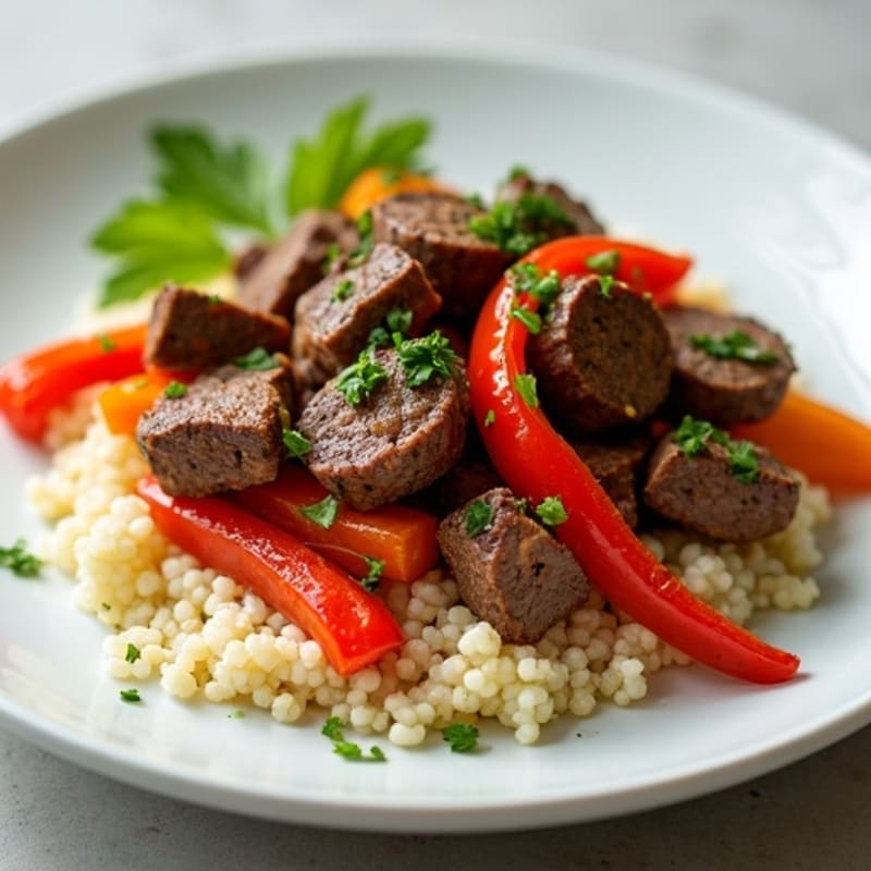 Lean Beef and Bell Pepper Stir Fry with Cilantro-Lime Cauliflower Rice