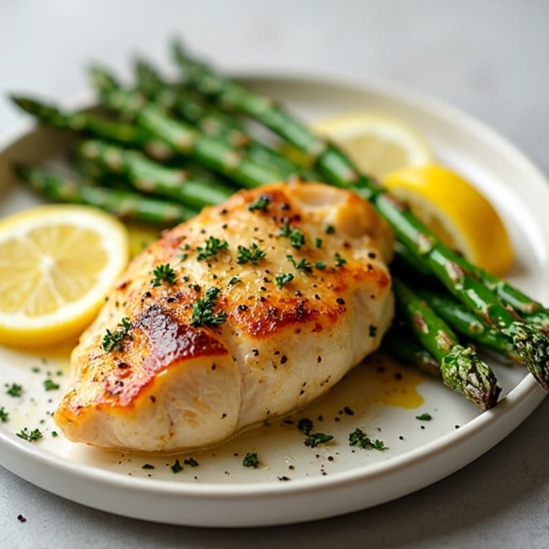 Lemon Herb Roasted Chicken with Crispy Asparagus