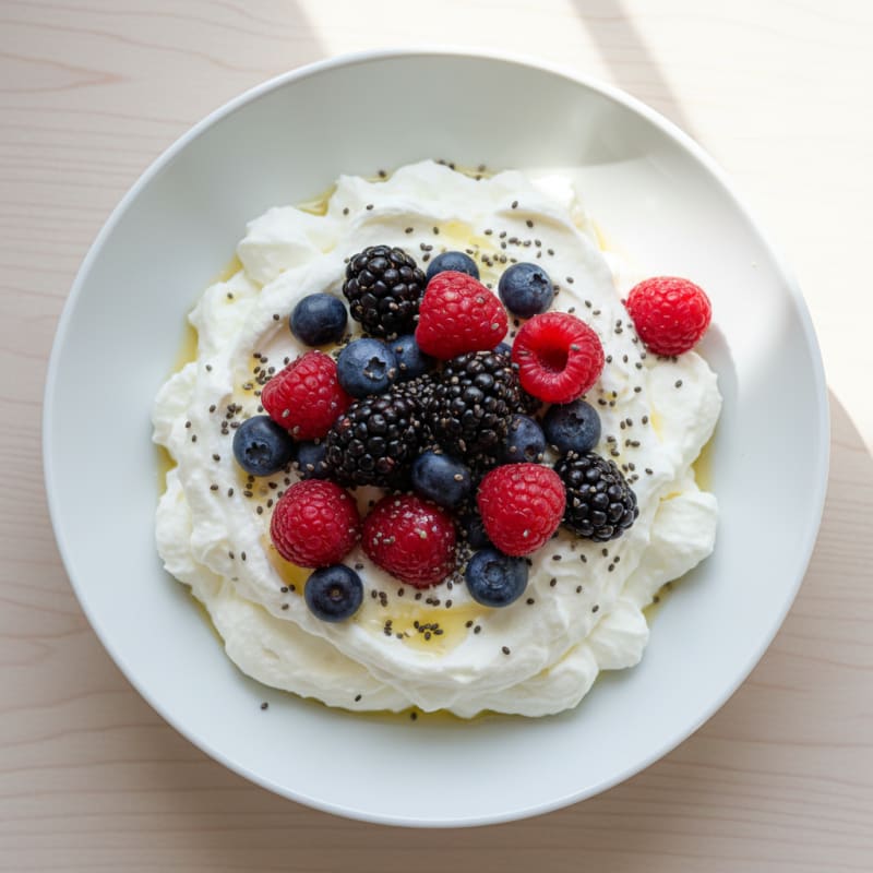 Silky Greek Yogurt Protein Pudding with Mixed Berries