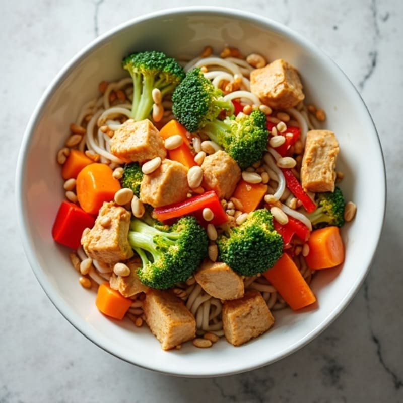 Chicken Peanut Noodle Stir-Fry with Crunchy Vegetables