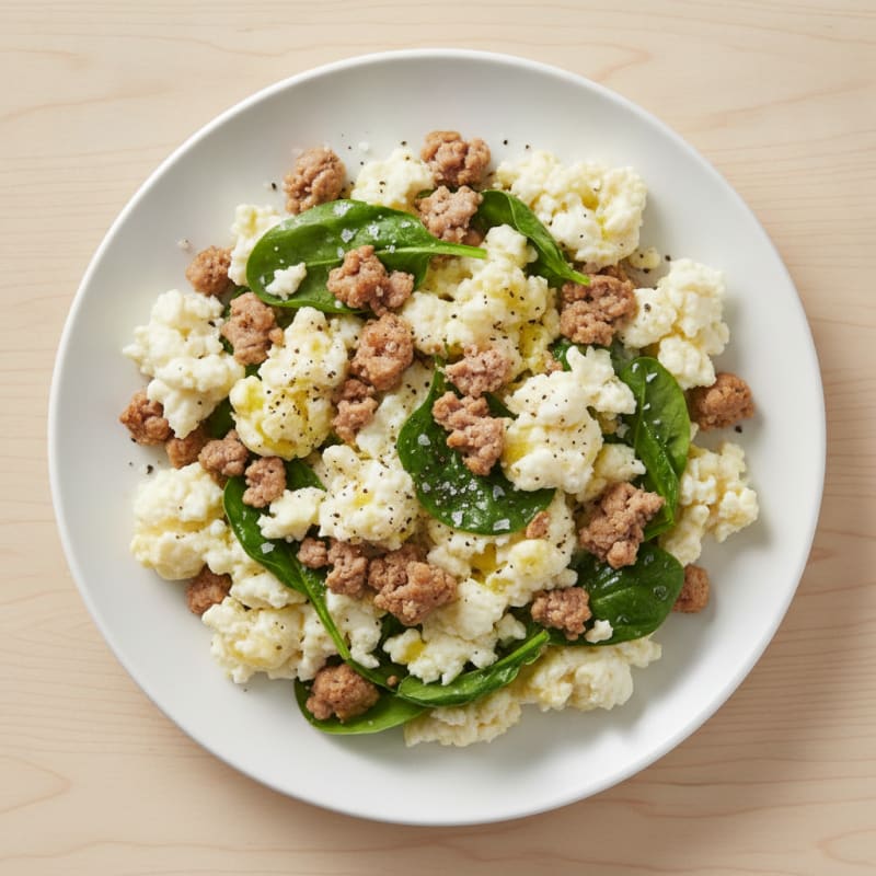 Egg White Spinach Scramble with Lean Turkey