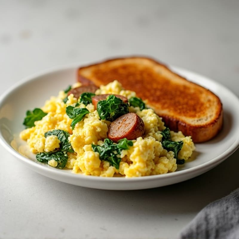Egg White Scramble with Spinach and Turkey Sausage