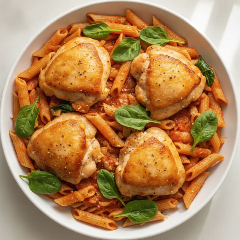 Chicken Thigh Pasta with Tomato Sauce